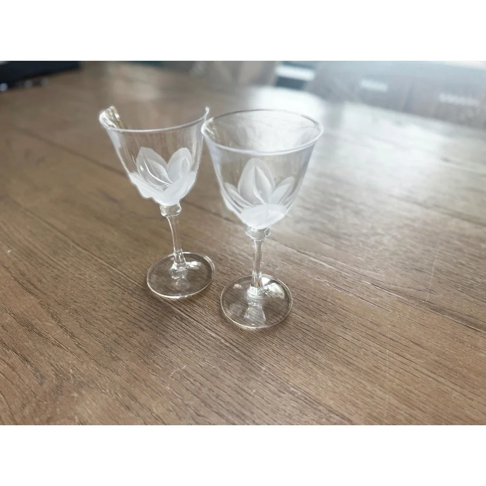 Cristal DArques JG Durand Florence Vintage Crystal Wine Glasses Set of 2 France